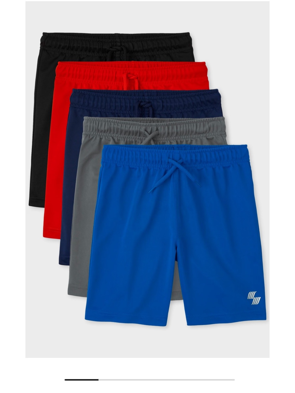 The Children's Place 5-Pack Active Shorts in Royal Blue, Gray, Navy, Red, Black